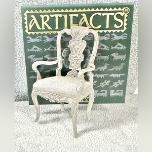 Artifacts Vintage Silver Tone Arm Chair Brooch Pin On Original Card